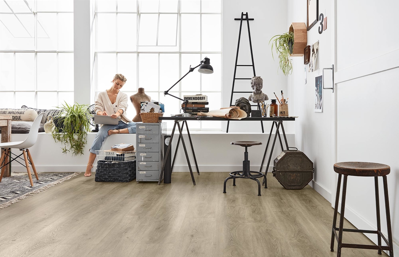 Loft Areitsbereich Vinylboden Rigid SPC Boden Klicken Arbeitszimmer Eiche Holzoptik