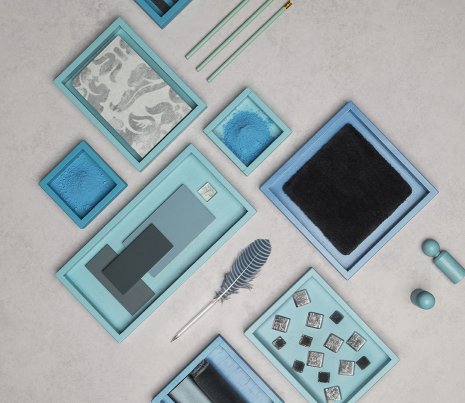 wineo 1500 fusion wineo 1500 Fusion Materialmix Collage Blau Farbe Bodenbelag