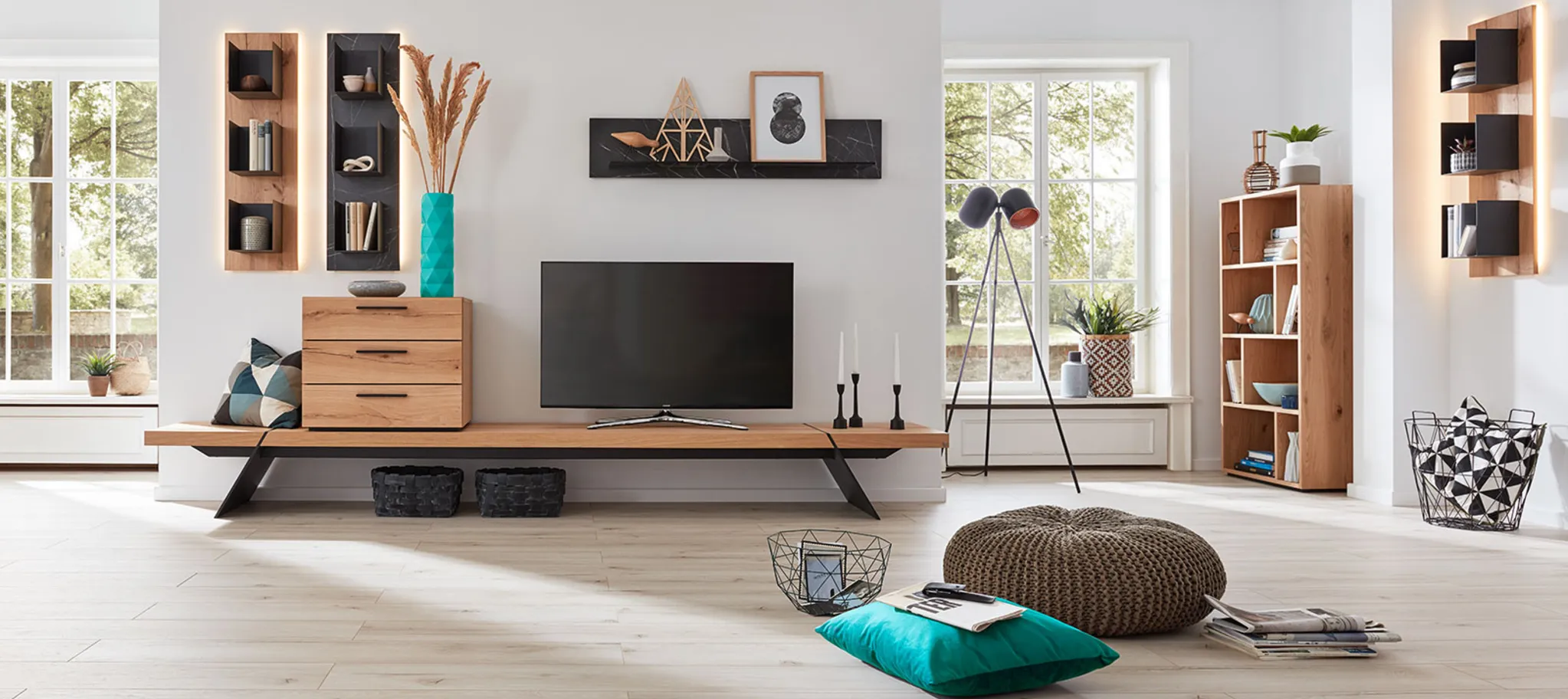 Laminatboden Bodenbelag Wohnzimmer Moderne Einrichtung Holzoptik