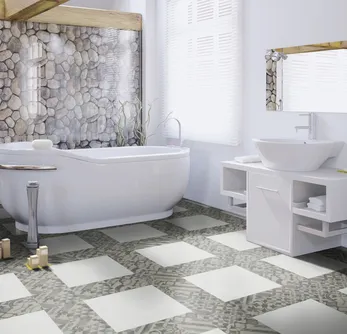 Podłoga winylowa craft i tile w łazience 